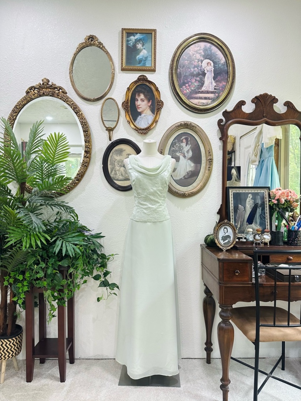 Elegant Ivory Maxi Dress with Draped Neckline
